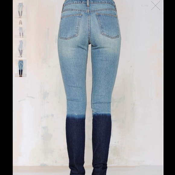 NASTY GAL DIP DYED BLUE DENIM JEANS - Picture 2 of 2